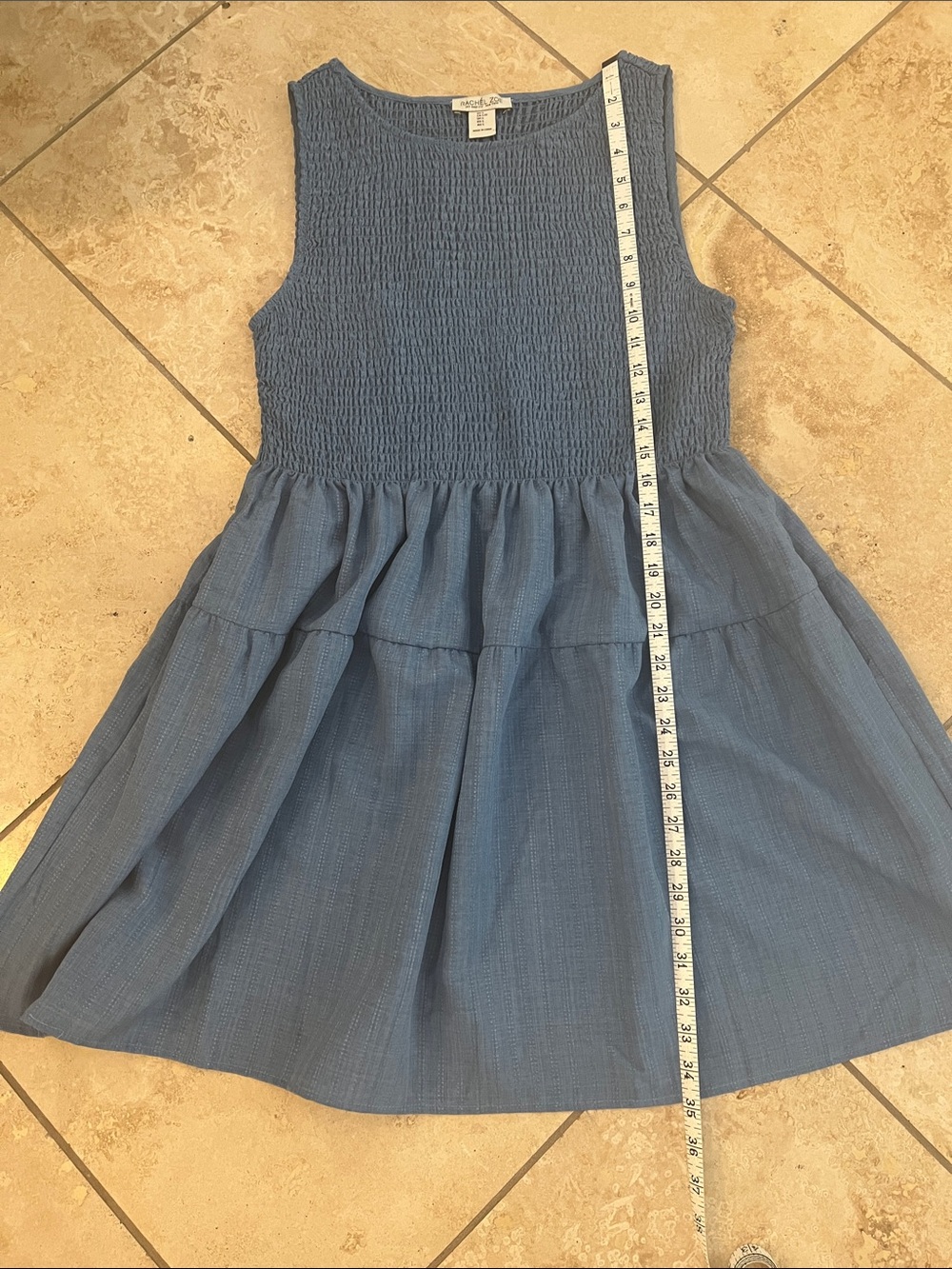 NWOT Rachel Zoe Cosima Blue Smocked Bodice Tiered Sundress L - Picture 8 of 8